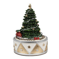 Clayre &amp; Eef | Muziekdoos Kerstboom Groen Goudkleurig &oslash; 11x15 cm | 6PR5099