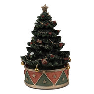 Clayre &amp; Eef | Muziekdoos Kerstboom Groen Rood &oslash; 12x18 cm | 6PR5100