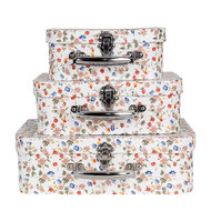 Clayre &amp; Eef | Decoratie koffer Set van 3 Wit 30x22x9/25x20x9/20x17x8 cm | 66012
