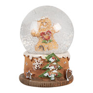 Clayre &amp; Eef | Sneeuwbol Peperkoekpop Bruin Wit &oslash; 5x6 cm | 65765