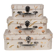 Clayre & Eef | Decoratie koffer Set van 3 Beige 30x21x9/25x18x9/20x16x8 cm | 66022