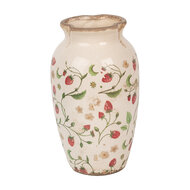 Clayre &amp; Eef | Vaas Beige Rood &oslash; 16x27 cm | 6CE1942S