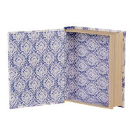 Clayre & Eef | Doos in boekvorm Wit Blauw 17x14x5 cm | 66014