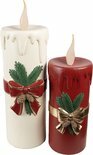 Clayre & Eef | Decoratie kaars met LED Rood Goudkleurig 17x18x44 cm / 3xAA | 6PR4238