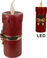 Clayre & Eef | Decoratie kaars met LED Rood Goudkleurig 17x18x44 cm / 3xAA | 6PR4238