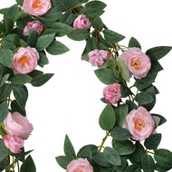 Clayre & Eef | Kunstbloem Roos guirlande Roze 14x14x180 cm | 6PL0323