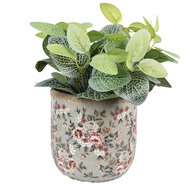 Clayre &amp; Eef | Bloempot Binnen Grijs Roze &oslash; 17x16 cm | 6CE1966L