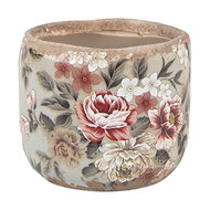 Clayre &amp; Eef | Bloempot Binnen Grijs Roze &oslash; 10x9 cm | 6CE1966S