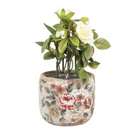 Clayre &amp; Eef | Bloempot Binnen Grijs Roze &oslash; 10x9 cm | 6CE1966S