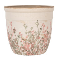 Clayre &amp; Eef | Bloempot Binnen Beige Roze &oslash; 18x17 cm | 6CE1974L