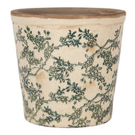Clayre &amp; Eef | Bloempot Binnen Beige Groen &oslash; 17x16 cm | 6CE1976M