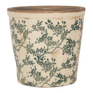 Clayre &amp; Eef | Bloempot Binnen Beige Groen &oslash; 17x16 cm | 6CE1976M