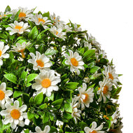 Clayre & Eef | Decoratie bol kunstbloem Margriet Wit Groen ø 30 cm | 6PL0324L