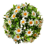 Clayre & Eef | Decoratie bol kunstbloem Margriet Wit Groen ø 10 cm | 6PL0324S