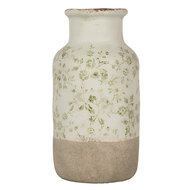 Clayre &amp; Eef | Vaas Beige Groen &oslash; 14x26 cm | 6CE1929M