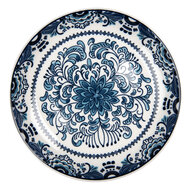 Clayre &amp; Eef | Servies Ontbijtbord Wit Blauw &oslash; 21x3 cm | 6CEDP0166