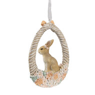 Clayre &amp; Eef | Decoratie Hanger Konijn Beige Oranje 7x2x10 cm | 6PR4403