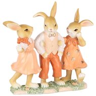 Dekoratief | Trio bunny's, peach, resina, 14x5x13cm | A250526
