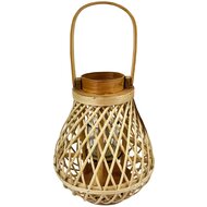 Dekoratief | Lantaarn m/oor, naturel, bamboe/glas, 26x26x30cm | A250654