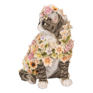 Clayre & Eef | Decoratie Beeld Kat Grijs Roze 25x19x31 cm | 6PR5111