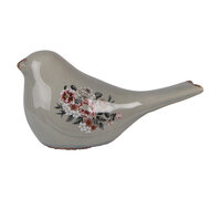 Clayre & Eef | Decoratie beeld Vogel Grijs Roze 25x10x13 cm | 6CE1969L