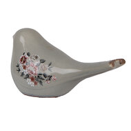 Clayre & Eef | Decoratie beeld Vogel Grijs Roze 25x10x13 cm | 6CE1969L