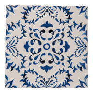 Clayre &amp; Eef | Pannenonderzetter Wit Blauw 15x15x1 cm | 6CE2053