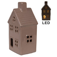 Clayre & Eef | Decoratie Huisje met LED Bruin 8x6x15 cm | 6CE2118