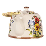 Clayre &amp; Eef | Theepot met Filter Wit Blauw 18x14x12 cm / 800 ml | 6CETE0172