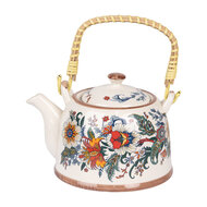 Clayre &amp; Eef | Theepot met Filter Wit Blauw 18x14x12 cm / 800 ml | 6CETE0178