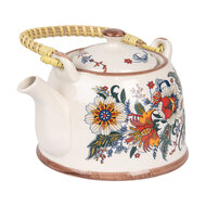 Clayre &amp; Eef | Theepot met Filter Wit Blauw 18x14x12 cm / 800 ml | 6CETE0178