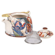 Clayre &amp; Eef | Theepot met Filter Wit Blauw 18x14x12 cm / 800 ml | 6CETE0179