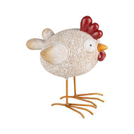 Clayre & Eef | Decoratie Beeld Kip Wit Rood 14x9x15 cm | 6PR5251