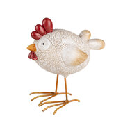 Clayre & Eef | Decoratie Beeld Kip Wit Rood 14x9x15 cm | 6PR5251