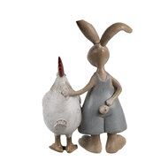 Clayre & Eef | Decoratie Konijn met Kip Bruin Wit 7x3x10 cm | 6PR5280