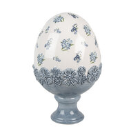 Clayre & Eef | Decoratie Beeld Ei Wit Blauw ø 12x19 cm | 6CE2038