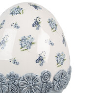 Clayre & Eef | Decoratie Beeld Ei Wit Blauw ø 12x19 cm | 6CE2038
