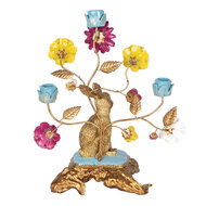 Clayre & Eef | Kandelaar Konijn Goudkleurig Roze 30x16x37 cm | 6PR5086