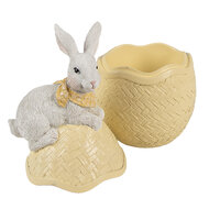 Clayre & Eef | Decoratief Schaaltje met Deksel Geel Wit 11x10x20 cm | 6PR5129