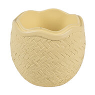 Clayre & Eef | Decoratief Schaaltje met Deksel Geel Wit 11x10x20 cm | 6PR5129