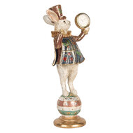 Clayre &amp; Eef | Decoratie Beeld Konijn Wit Groen 17x11x35 cm | 6PR5139