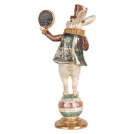 Clayre &amp; Eef | Decoratie Beeld Konijn Wit Groen 17x11x35 cm | 6PR5139