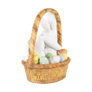 Clayre & Eef | Decoratie Beeld Konijnen in mand Wit Bruin 17x13x20 cm | 6PR5219