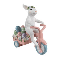 Clayre & Eef | Decoratie Konijn op fiets Wit Roze 29x12x31 cm | 6PR5220