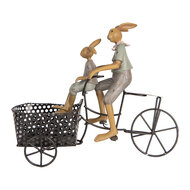 Clayre & Eef | Decoratie Konijn op fiets Bruin Blauw 28x12x23 cm | 6PR5421