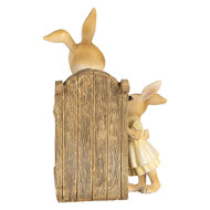 Clayre & Eef | Decoratie Beeld Konijn Beige Groen Geel 12x11x17 cm | 6PR5454
