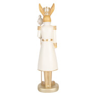 Clayre & Eef | Decoratie Beeld Konijn Beige Wit Goudkleurig 13x12x47 cm | 6PR5469