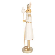 Clayre & Eef | Decoratie Beeld Konijn Beige Wit Goudkleurig 13x12x47 cm | 6PR5469