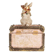 Clayre & Eef | Decoratie Konijn Beige Roze Goudkleurig 12x8x16 cm | 6PR5506