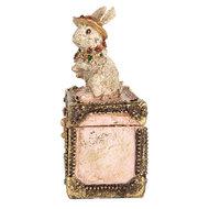 Clayre & Eef | Decoratie Konijn Beige Roze Goudkleurig 12x8x16 cm | 6PR5506